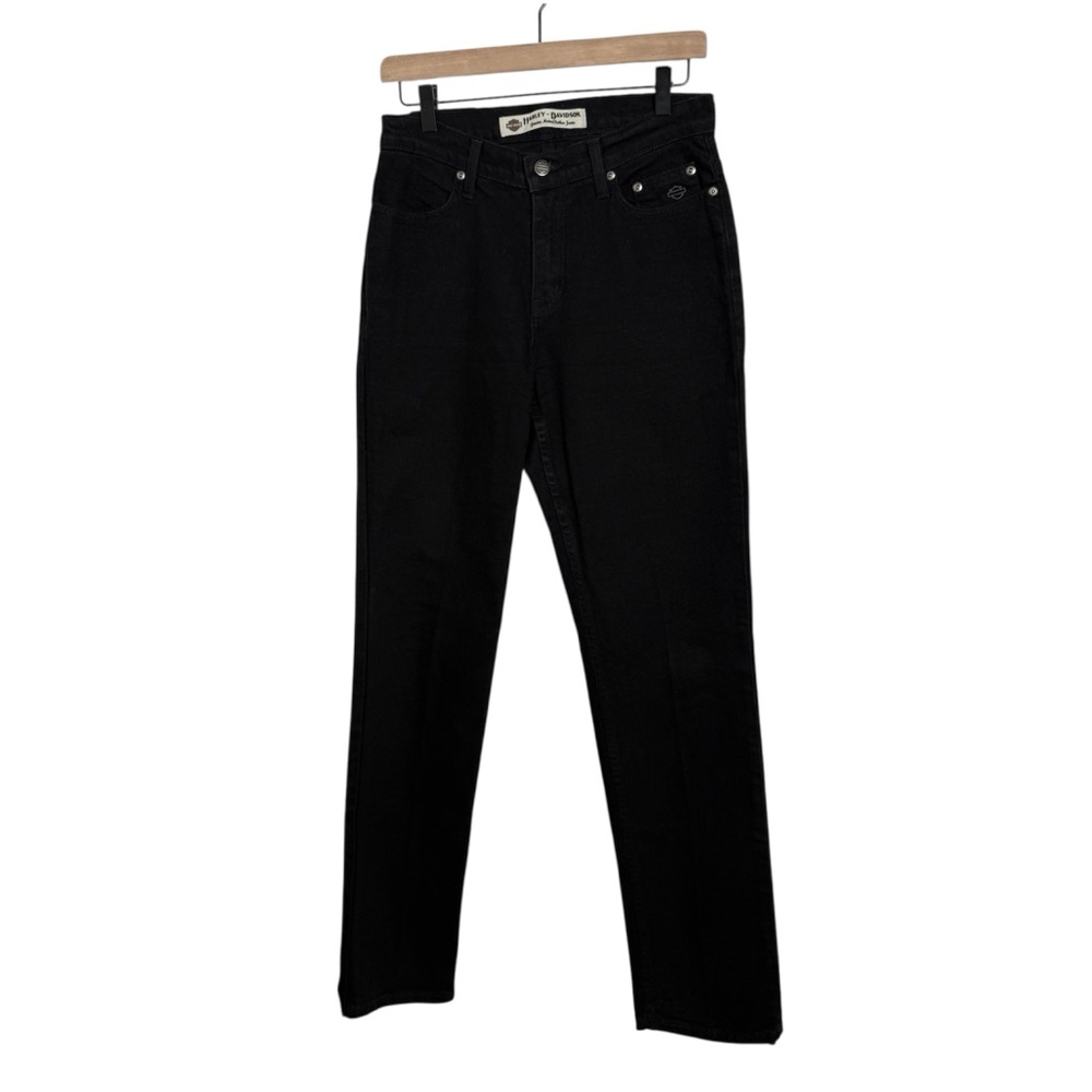 Vintage Harley-Davidson Black Stretch Straight-Leg Jeans Sz 4 Long Moto Riding B